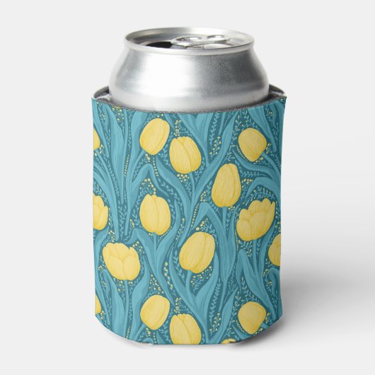 Rafraîchisseur Pour Canette Tulipes en bleu et jaune (Can devant)