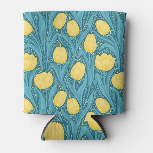 Rafraîchisseur Pour Canette Tulipes en bleu et jaune (Devant)