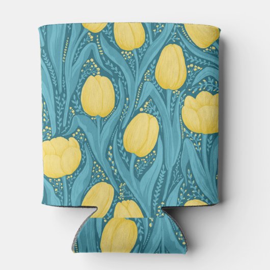 Rafraîchisseur Pour Canette Tulipes en bleu et jaune (Dos)