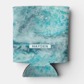 Rafraîchisseur Pour Canette Turquoise Abstrait Paint Pour Art Monogramme (Devant)