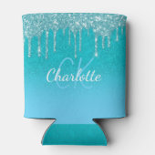 Rafraîchisseur Pour Canette Turquoise bleu parties scintillant goutte aqua ver (Dos)