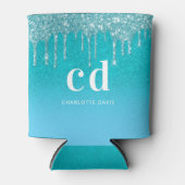 Rafraîchisseur Pour Canette Turquoise bleu parties scintillant goutte aqua ver (Devant)