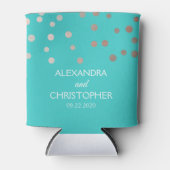Rafraîchisseur Pour Canette Turquoise et Rose Gold Foil Confetti Mariage (Devant)