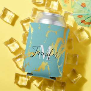 Rafraîchisseur Pour Canette Turquoise Golden Foil