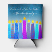 Rafraîchisseur Pour Canette Turquoise Hanoukka Menorah bougie Peace Love Light (Devant)