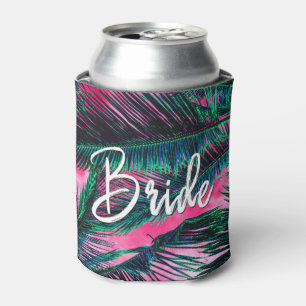 Rafraîchisseur Pour Canette Turquoise rose Tropical Summer Palm Tree Fronds