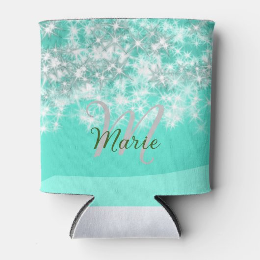 Rafraîchisseur Pour Canette Turquoise turquoise agate aqua monogramme ajouter (Devant)