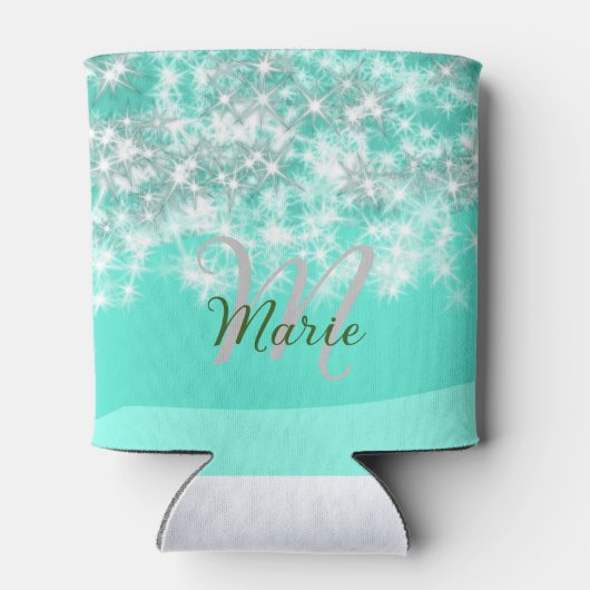 Rafraîchisseur Pour Canette Turquoise turquoise agate aqua monogramme ajouter (Dos)