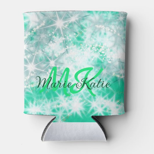 Rafraîchisseur Pour Canette Turquoise turquoise agate aqua monogramme ajouter  (Devant)