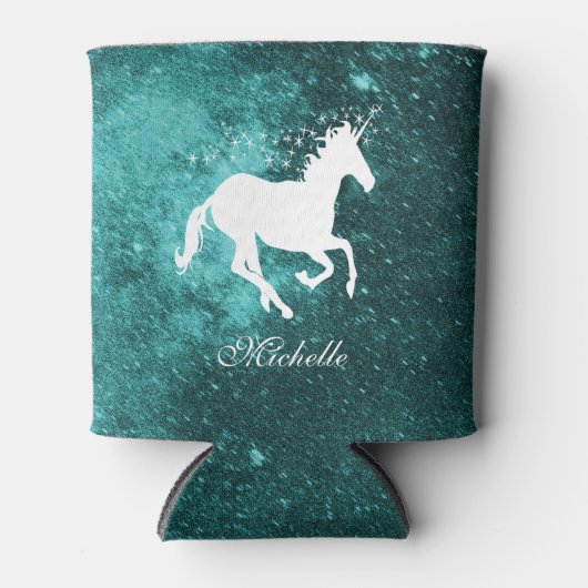 Rafraîchisseur Pour Canette Turquoise Unicorne Personnalisé Can Cooler (Devant)