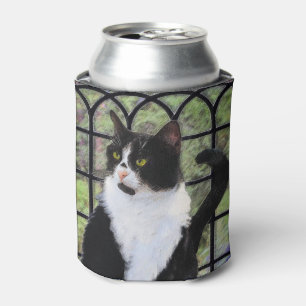 Rafraîchisseur Pour Canette Tuxedo Chat dans la peinture de fenêtre Art animal