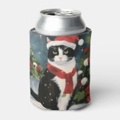 Rafraîchisseur Pour Canette Tuxedo Chat en Noël de neige (Can devant)