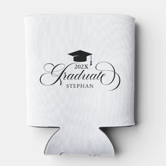 Rafraîchisseur Pour Canette Typographie de script noir élégant (Dos)