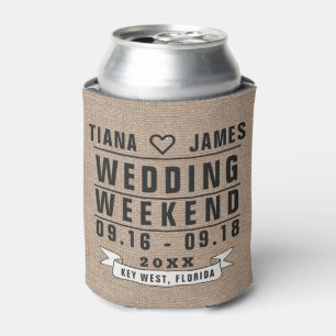 Rafraîchisseur Pour Canette Typographie du week-end mariage   Style Burlap