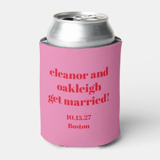 Rafraîchisseur Pour Canette Typographie en gras rose rouge moderne Mariage per (Can devant)