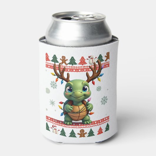 Rafraîchisseur Pour Canette Ugly Xmas Sweater Style Lighting Turtle Christmas (Can devant)