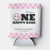 Rafraîchisseur Pour Canette Un bon bébé rose À damiers anniversaire (Devant)