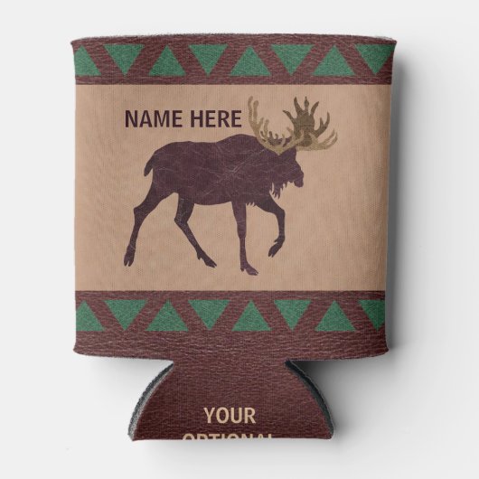 Rafraîchisseur Pour Canette Un Design Rustique Moose Faux cuir (Devant)