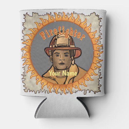 Rafraîchisseur Pour Canette Un pompier noir peut refroidir (Devant)