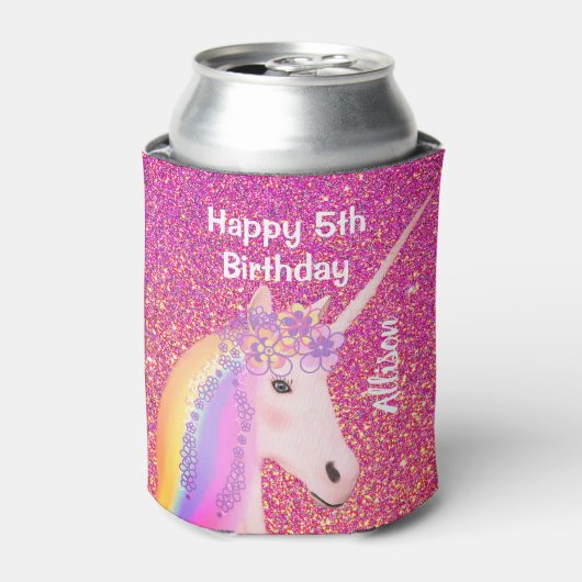 Rafraîchisseur Pour Canette Unicorn 5e fête d'anniversaire Favoriser Pink Pers (Can devant)