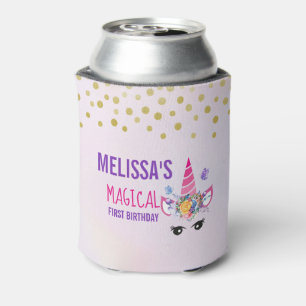 Rafraîchisseur Pour Canette Unicorne rose tendance Confetti & Fleurs Anniversa