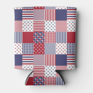 Rafraîchisseur Pour Canette USA Americana Patchwork Rouge Blanc & Bleu