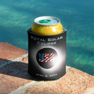 Rafraîchisseur Pour Canette USA FLAG Total éclipse solaire 8 avril 2024