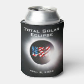 Rafraîchisseur Pour Canette USA FLAG Total éclipse solaire 8 avril 2024 (Can devant)