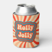 Rafraîchisseur Pour Canette Vacances de Noël rétro Holly Jolly Typographie (Can devant)