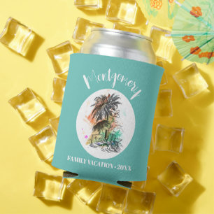 Rafraîchisseur Pour Canette Vacances d'été en famille Turquoise