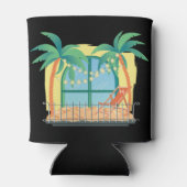 Rafraîchisseur Pour Canette Vacances en famille avec nom et plage initiale (Dos)