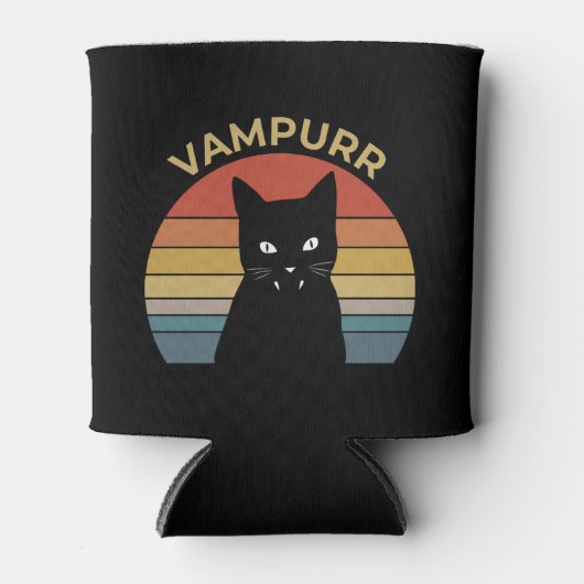 Rafraîchisseur Pour Canette Vampurr funny vampire cat retro sunset Halloween (Devant)