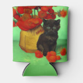 Rafraîchisseur Pour Canette Van Gogh Black Kitten Fleurs rouges (Devant)