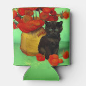 Rafraîchisseur Pour Canette Van Gogh Black Kitten Fleurs rouges (Dos)