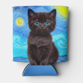 Rafraîchisseur Pour Canette Van Gogh Starry Night Black Cat (Devant)