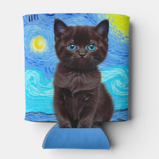 Rafraîchisseur Pour Canette Van Gogh Starry Night Black Cat (Dos)
