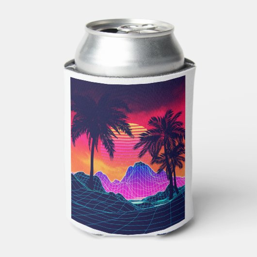 Rafraîchisseur Pour Canette Vaporwave rocks and palm trees (Can devant)