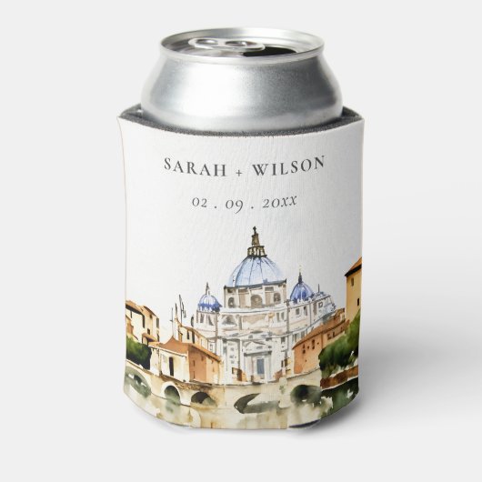 Rafraîchisseur Pour Canette Vatican Rome Italie Aquarelle Paysage Mariage (Can Dos)