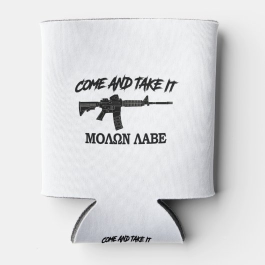 Rafraîchisseur Pour Canette Venez le prendre ! Molon Labe ! Noir en grec. (Devant)