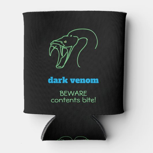 Rafraîchisseur Pour Canette Venom foncé avec morsure - Tête de serpent et croc (Devant)