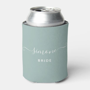 Rafraîchisseur Pour Canette Verdure Script moderne Mariage Mariée Dusty Green