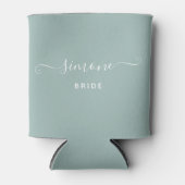 Rafraîchisseur Pour Canette Verdure Script moderne Mariage Mariée Dusty Green (Devant)