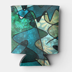 Rafraîchisseur Pour Canette Verre vert effet Doodle Art Abstrait