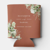 Rafraîchisseur Pour Canette Vert Floral Élégant Mariage en terre cuite (Dos)