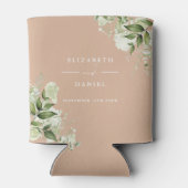 Rafraîchisseur Pour Canette Vert Floral Élégant Tan Mariage (Dos)