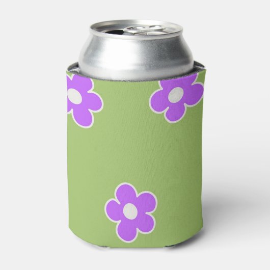 Rafraîchisseur Pour Canette Vert violet Floral Élégant Retro Boisson (Can devant)