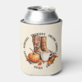 Rafraîchisseur Pour Canette Vibes D'Automne Cosy - Bottes, Épices Citrouilles, (Can devant)