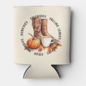 Rafraîchisseur Pour Canette Vibes D'Automne Cosy - Bottes, Épices Citrouilles, (Devant)