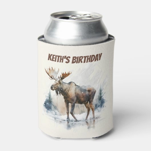 Rafraîchisseur Pour Canette Vibes d'hiver Moose - Anniversaire (Can devant)