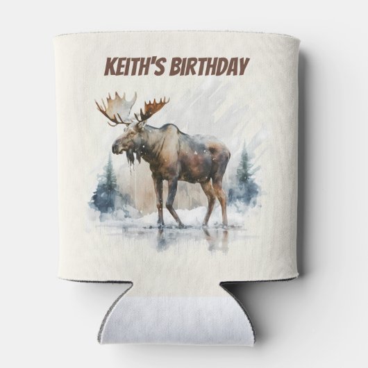 Rafraîchisseur Pour Canette Vibes d'hiver Moose - Anniversaire (Dos)